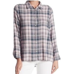 Melrose and Market Side Button Plaid Top